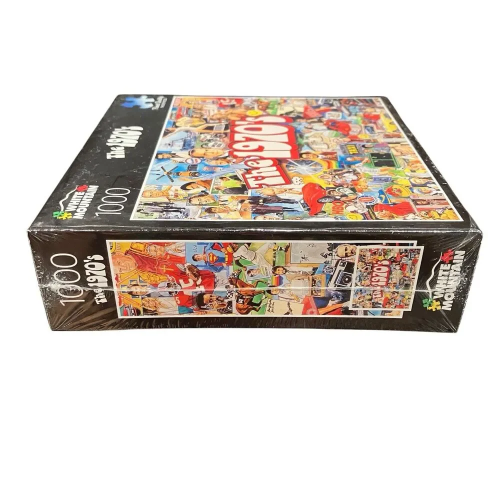 The 1970s 1000 Piece Jigsaw Puzzle Pop Culture Collage Sealed New White Mountain